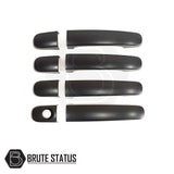 Ford Ranger 2012-2019 T6 T7 Matte Black Door Handle Covers, shown as durable ABS plastic parts for easy installation, enhancing vehicle style with adhesive backing.