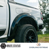 Close-up of Ford Ranger 2023+ T9 Gloss Black Wide Arch Kit, showcasing premium wheel arches, designed for durability and a precise fit on double cab models.