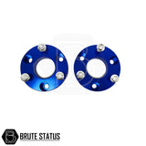 Ford Ranger 2012-2019 T6 T7 2 Inch Lift Kit (Block Type) showing blue metal shock spacers with screws, designed for increased stability and durability.