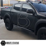 Fiat Fullback 2015-2019 Door Handle Covers in matt black, shown on a parked black truck, highlighting easy installation and high-quality ABS plastic.