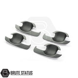 Toyota Hilux 2005-2015 Matt Black Door Handle Inserts, set of four, high-quality ABS plastic, easy installation with 3M adhesive, perfect for truck customization.