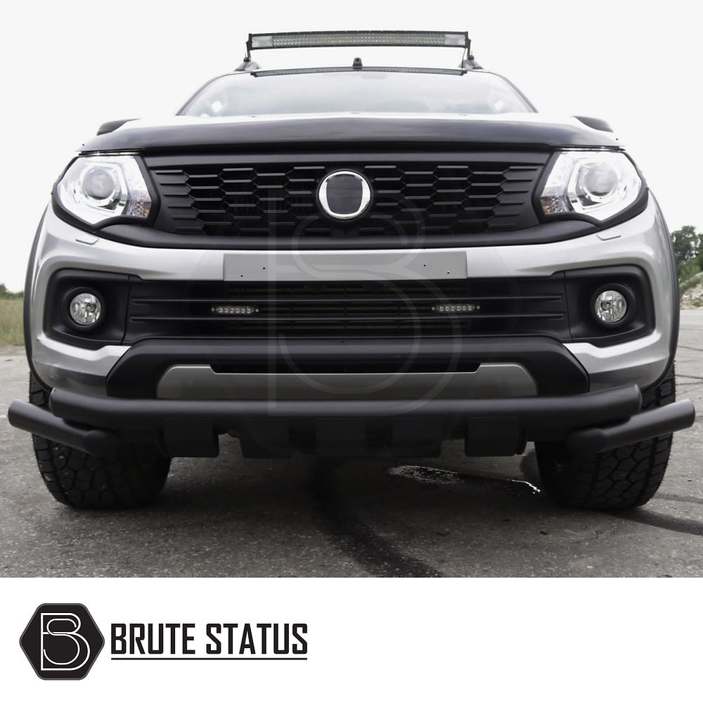 Fiat Fullback 2015-2019 Headlight Covers Matte Black, enhancing the vehicle's front with aggressive styling, featuring easy-fit ABS plastic and durable 3M adhesive.