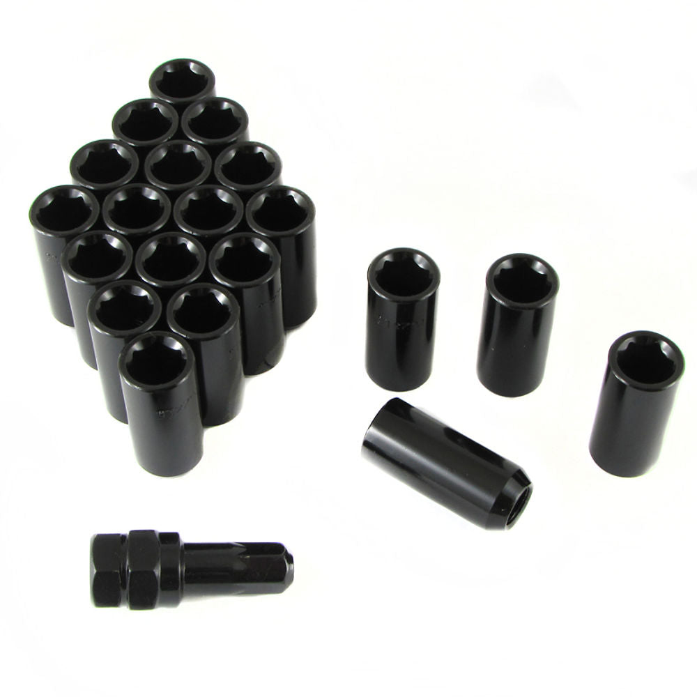 Internal Drive Wheel Nuts and Locking Nuts set, featuring black metal construction, suitable for all JR Wheels, ideal for enhancing black wheels with exposed nuts.