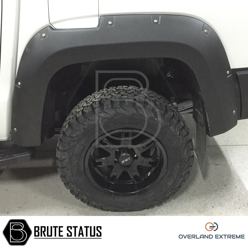 VW Amarok 2010-17 Wide Arch Kit (Overland Extreme) showing a close-up of the tire area, illustrating premium wide wheel arches for enhanced vehicle aesthetics.