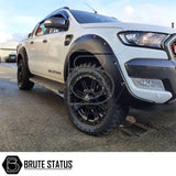 Ford Ranger 2016-19 Wide Arch Kit (Riveted Style) installed on a white truck, showcasing its bold, wide arches and sleek, rugged design.