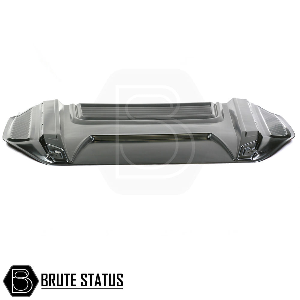 Ford Ranger 2015-2022 'The Beast' Bonnet Scoop, a black hexagonal design, enhances truck aesthetics, fits facelift models, and offers easy installation with 3M adhesive.