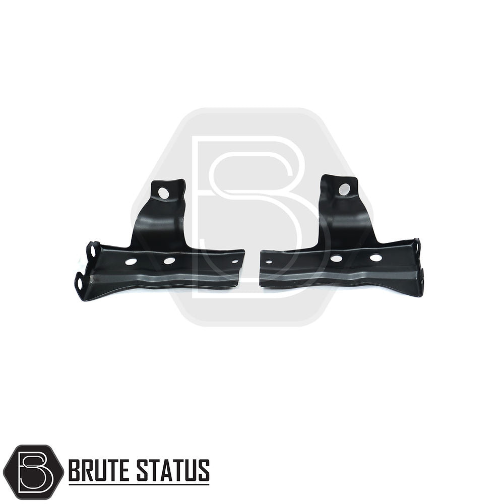 Nissan Navara NP300 2015-2022 Black Roof Rail Kit, featuring a pair of black metal brackets designed for aftermarket installation on trucks without existing roof bars.