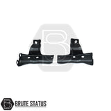 Nissan Navara NP300 2015-2022 Black Roof Rail Kit, featuring a pair of black metal brackets designed for aftermarket installation on trucks without existing roof bars.