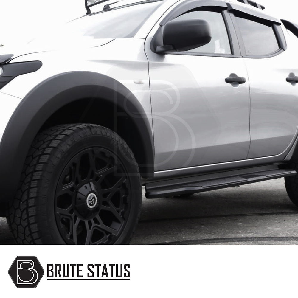 Fiat Fullback 2015-2019 door handle covers, matt black, easy installation, high-quality ABS plastic with 3M adhesive, enhancing vehicle customization.