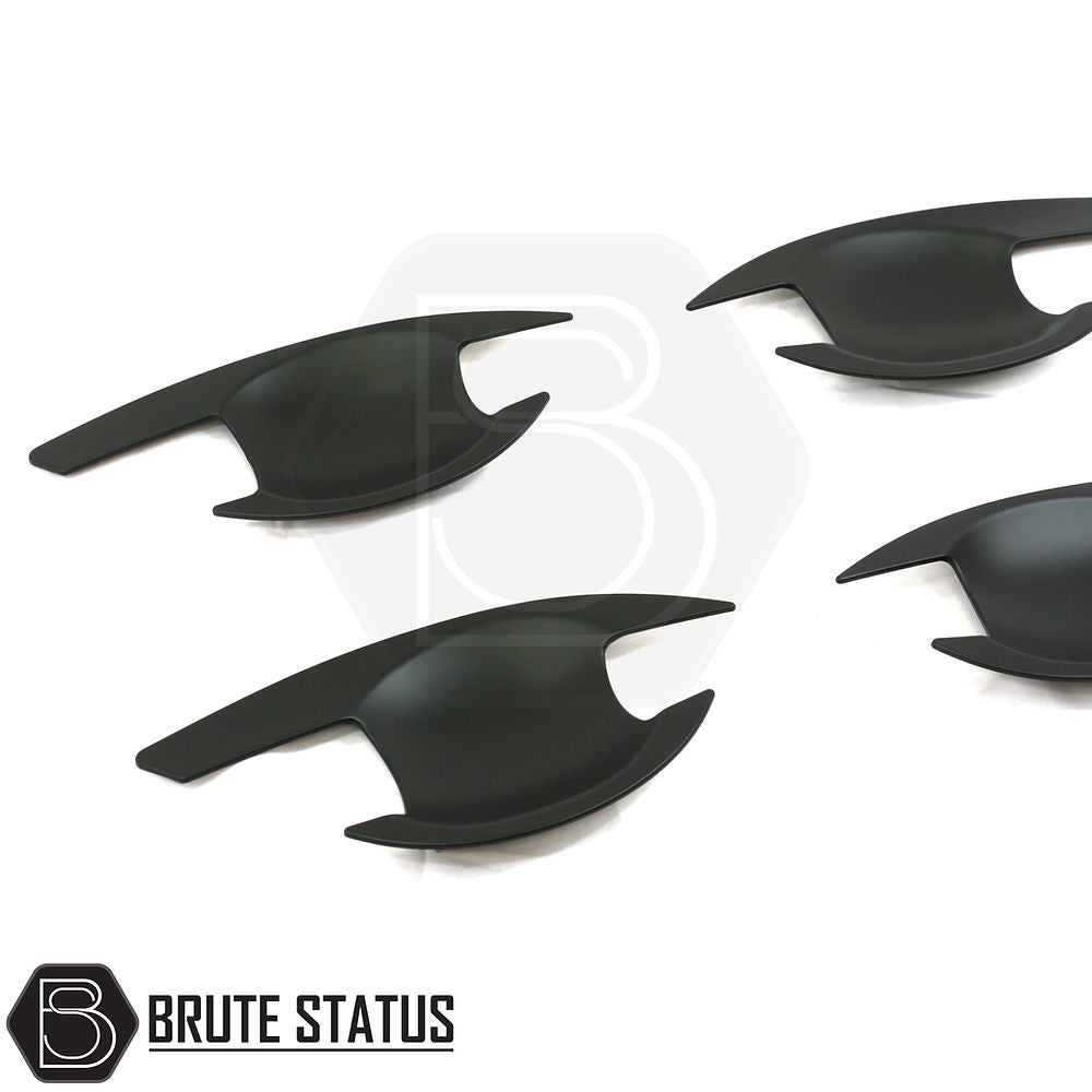 Mitsubishi L200 Series 5 2015-2019 Matt Black Door Handle Inserts, set of 4, featuring easy installation with 3M adhesive, high-quality ABS plastic.