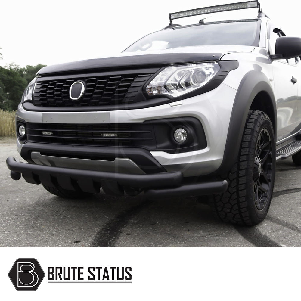 Fiat Fullback 2015-2019 City Bar (Nudge Bar) Matt Black, enhancing truck's front with stylish, durable stainless steel protection, easy DIY installation, no drilling required.