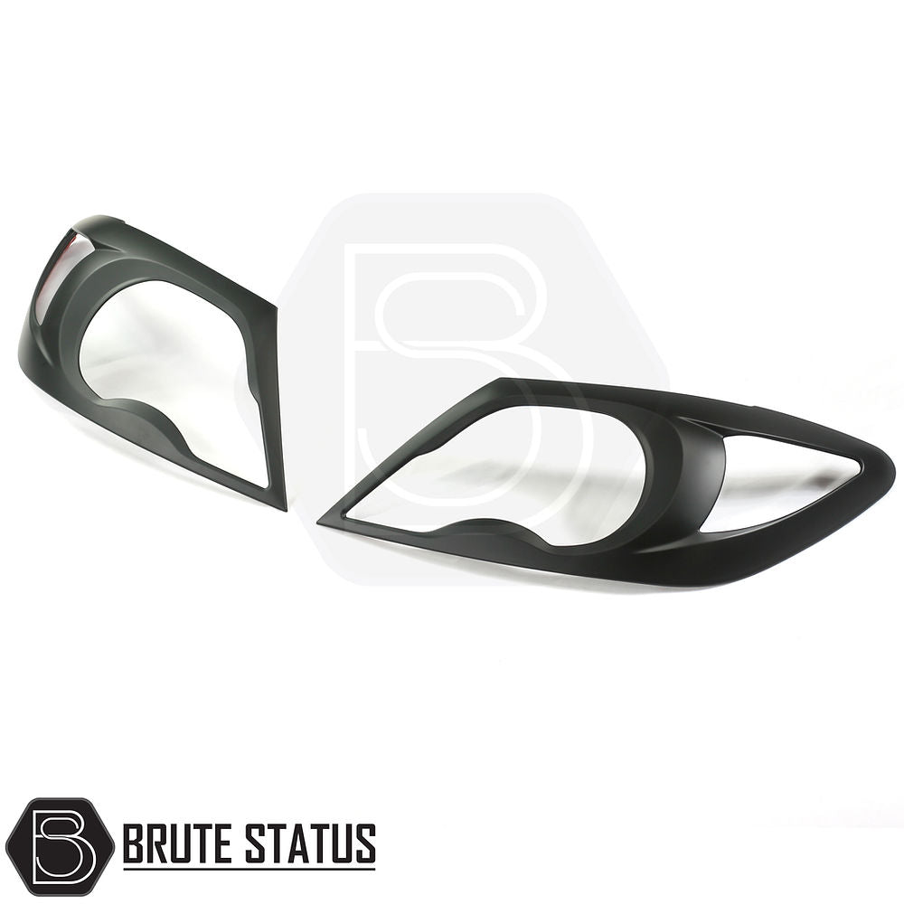 Toyota Hilux 2005-2011 Matt Black Head Light Covers, featuring high-impact resistant plastic, offer an aggressive style upgrade with easy installation and durable 3M adhesive.