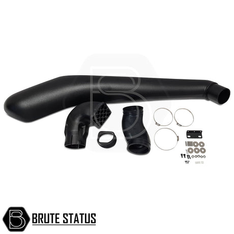 Mitsubishi L200 2015-19 MK5 Raised Air Intake Snorkel, featuring a robust black pipe with metal components, designed for durability and optimal performance.