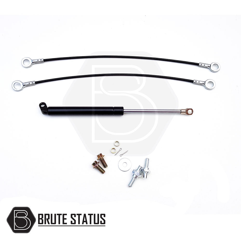 Isuzu D-Max 2012-2021 Tailgate Easy Down Slow Shock EZ with black and silver cable, metal rings, and screws for gentle tailgate lowering.