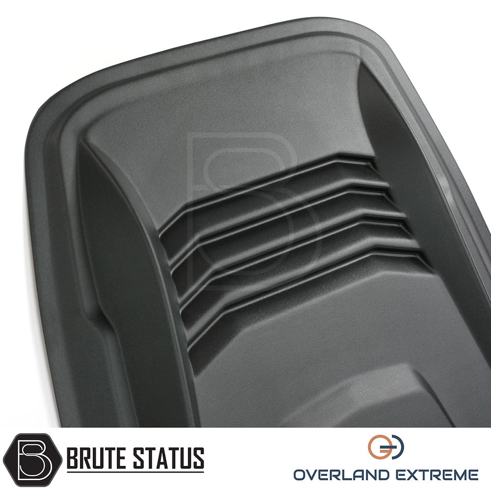 SsangYong Musso Overland Extreme Bonnet Scoop in durable black ABS plastic, designed for easy installation and customization, enhancing truck aesthetics.