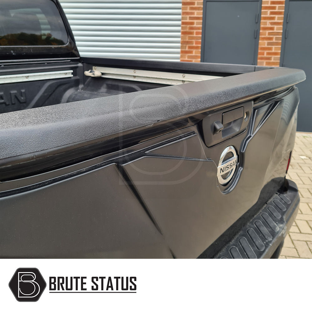 Nissan Navara NP300 2015-2022 Load Bed Rail Protector Set on truck, featuring impact-resistant ABS plastic, tailored fit, easy installation.