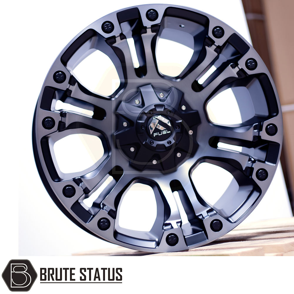 Fuel Vapor Wheels, close-up of a matte black alloy wheel with logo, designed for pick-up trucks. Size 20x9, PCD 6x139.7, set of 4.