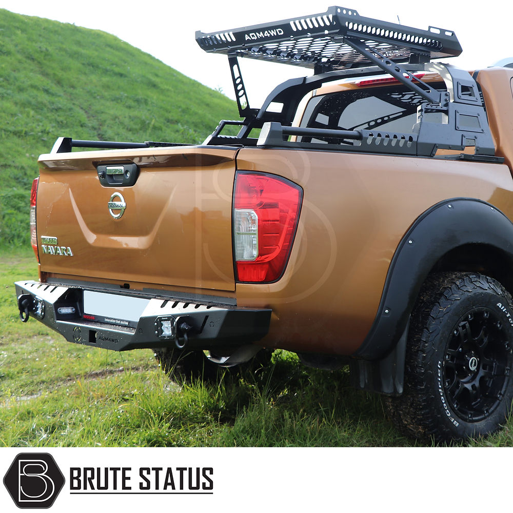 Volkswagen Amarok 2023+ S10 Combat Roll Bar with Storage Basket, visible on a parked truck, showcasing its heavy-duty steel construction and removable storage basket.