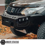 Fiat Fullback 2015-2019 Heavy Duty Winch Front Bumper, matte black with LED lights, space for winch installation. TUV certified for a rugged upgrade.