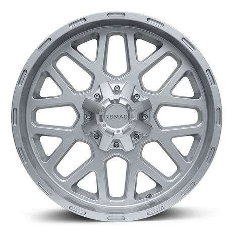 Romac Utah Wheels in Silver Finish, featuring a sleek design with spokes, size 20x9, perfect for enhancing pickup truck aesthetics and performance.