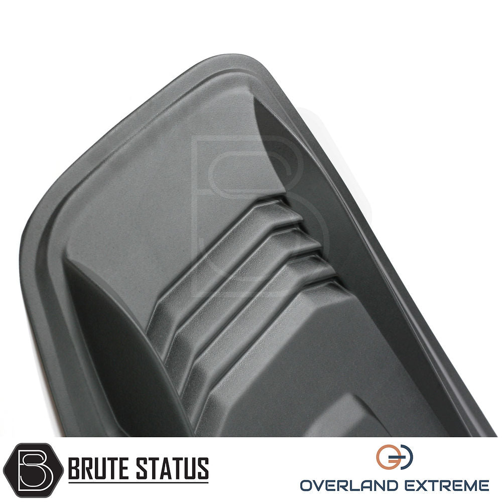 SsangYong Musso Overland Extreme Bonnet Scoop in durable ABS plastic, featuring a textured matte black finish, designed for easy, non-invasive installation on trucks.