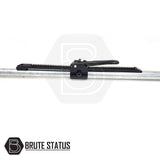 Load Bay Cargo Bar with a black handle and unique ratchet mechanism for secure, quick adjustments, ideal for pick-up truck optimizations from Brute Status.