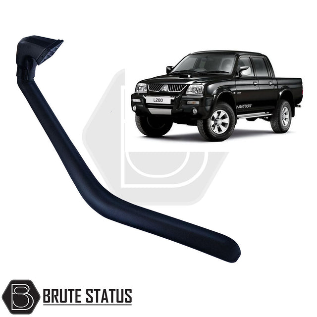 Mitsubishi L200 1996-2006 Series 3 (K74) Raised Air Intake Snorkel, featuring durable components and essential installation hardware, designed for enhanced vehicle performance and toughness.