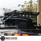 Universal LED Light Set on a black truck's rack, featuring five LED lights, compatible with roof basket and rollbar, ideal for enhanced truck customization.