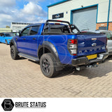 Ford Ranger 2012-2022 T6 T7 T8 2 Rear Suspension Lift Blocks shown on a blue truck, enhancing its height and rugged appeal.