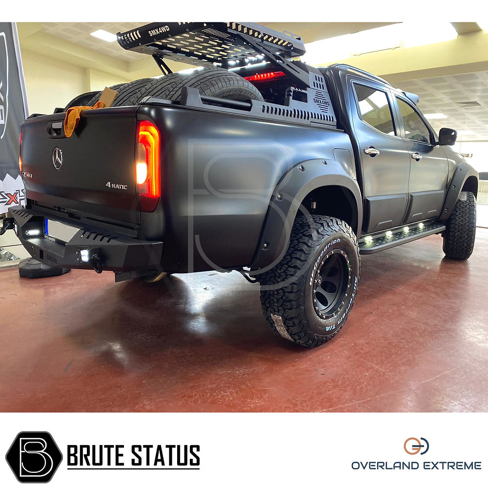 Mercedes X-Class 2017-2020 Wide Arch Kit, featuring premium wheel arches with a rack for enhanced style and durability, ideal for customizing pick-up trucks.