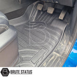 Ford Ranger 2015-2022 Front and Rear Tailored Tray Floor Mats, shown installed, highlighting their non-slip, durable design and precise fit for footwell protection.