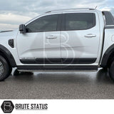 Ford Ranger 2023+ Body Cladding (Protection) displayed on a truck, showcasing rugged design with ABS plastic for durability and easy installation, ideal for off-road protection.