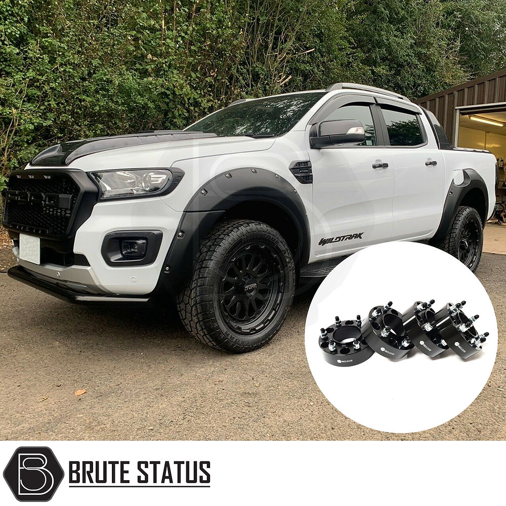 Ford Ranger 2019-2022 Wide Arch Kit (Riveted Style) and 50mm Wheel Spacers, showcasing enhanced wheel design for a rugged, customized truck appearance.