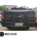 Mitsubishi L200 Series 6 2019-2021 LED Tail Lights on a black truck, showcasing sleek aftermarket design with improved LED visibility for enhanced style.