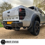 Ford Ranger 2011-2022 T6 T7 T8 Tail Light Covers Raptor Style Matte Black, enhancing truck aesthetics with aggressive design, easy fit, and durable ABS plastic.