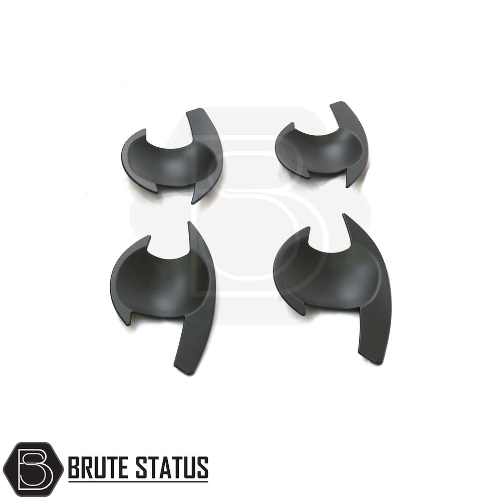 Mitsubishi L200 Series 5 2015-2019 matt black door handle inserts, set of 4, made from durable ABS plastic with easy-fit 3M adhesive.