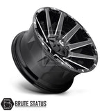 Fuel Contra Wheels in gloss black with silver spokes, size 18x9, PCD 6x139.7, designed for customization in pick-up trucks. Set of four included.