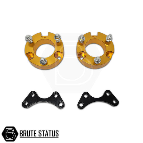 Isuzu D-Max 2012-2021 32mm Front Shock Spacers with steel studs and nuts, designed for truck lift and durability, featuring anodized 6061-T6 aluminum construction.