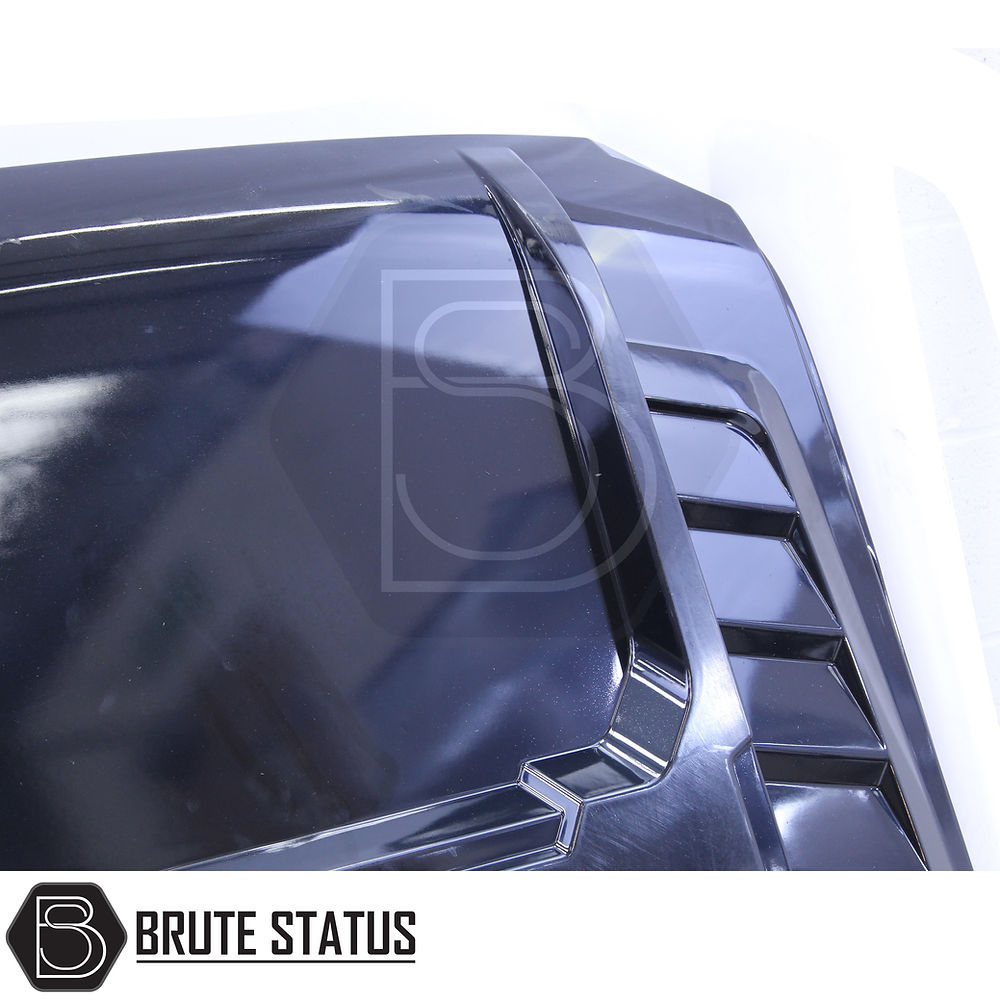 Ford Ranger 2023+ 'The Beast II' Bonnet Scoop, a sleek, impact-resistant accessory for trucks, enhances vehicle aesthetics with easy installation and smooth black finish.