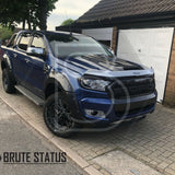 Ford Ranger 2015-2022 Facelift Raptor Style Bonnet Scoop Vent in matte black finish, displayed on a parked truck, highlighting its smooth design and impact-resistant material.