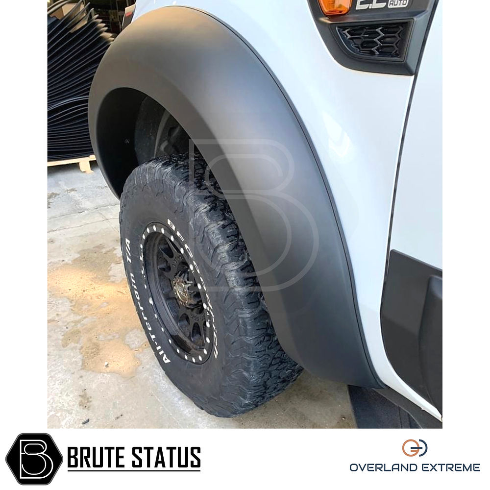 Close-up of a Ford Ranger 2012-2022 Wide Arch Kit (Overland Extreme) tire, showcasing premium quality, precision design, and durable materials for enhanced vehicle appearance.