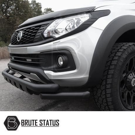 Mitsubishi L200 2015-19 City Bar (Nudge Bar) Matt Black, enhancing bumper protection and style, visible on a vehicle's front with detailed grille and headlight features.