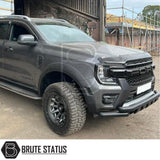 Ford Ranger T9 2023+ Wide Arch Kit (Raptor Style) enhances vehicle with bold wheel arches, emphasizing durability and style; fits double cab models, no drilling required.