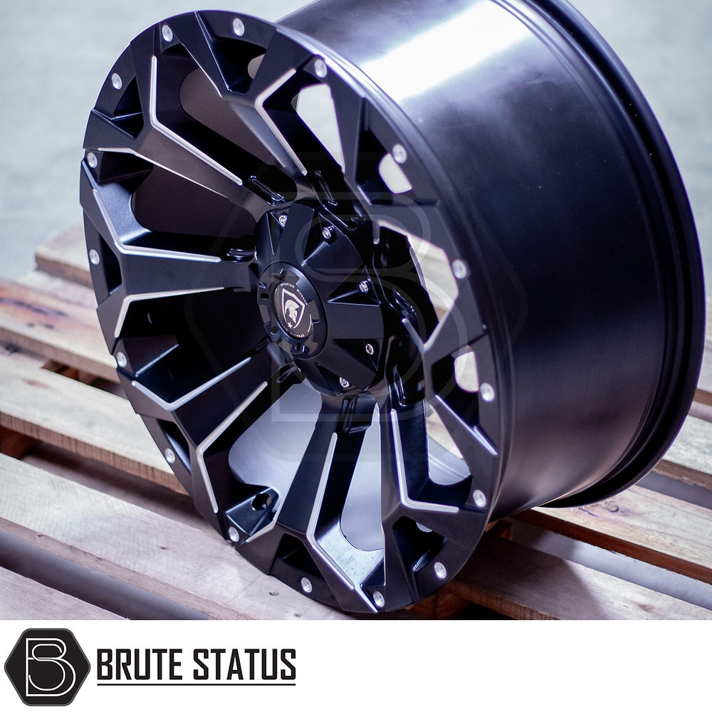 Spartan SW1 Wheels in Satin Black, showcasing a sleek metal rim design, ideal for pick-up trucks. Includes full fitting kit, sold as a set of four.