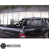 Isuzu D-Max 2012-2021 Combat Roll Bar, heavy-duty steel with matte black finish, enhancing the truck's aggressive look, shown installed on a black truck.