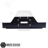 Volkswagen Amarok 2017-2022 Front Bumper Winch Bracket, black metal design with holes, compatible with standard bumpers, TÜV certified, suitable for customization.