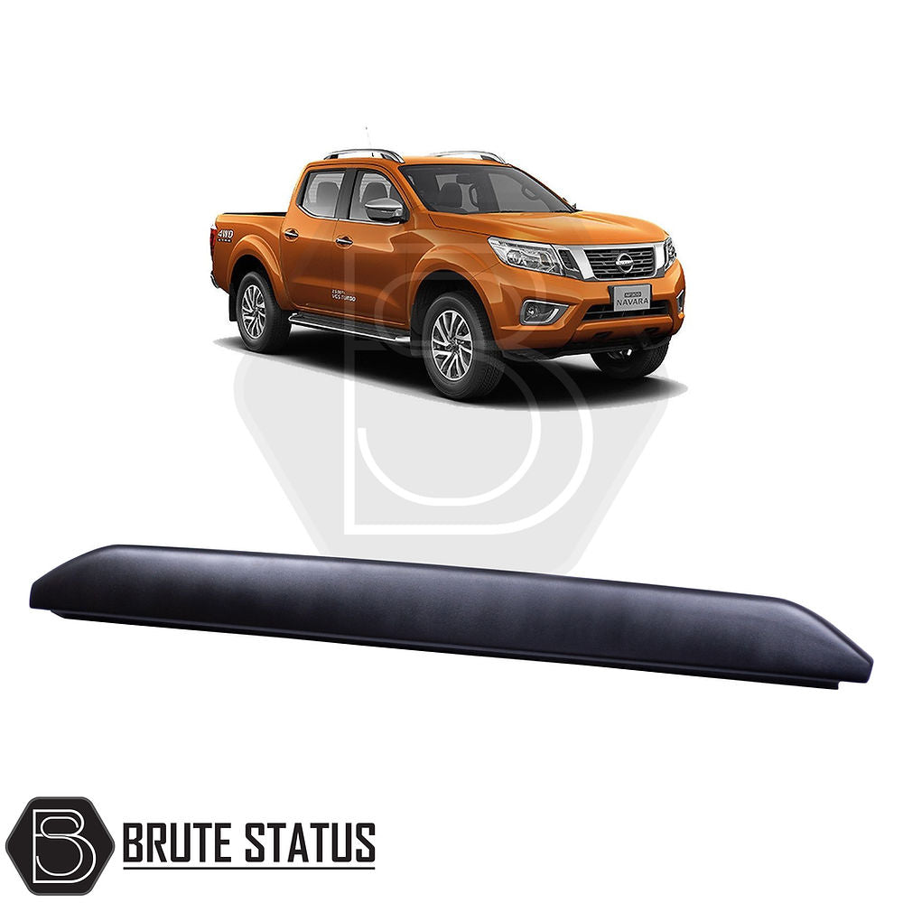 Nissan Navara NP300 2015-2022 Tailgate Protector/Cover, black, designed to fit seamlessly with bed liners and accessories, featuring impact-resistant plastic and adhesive installation.