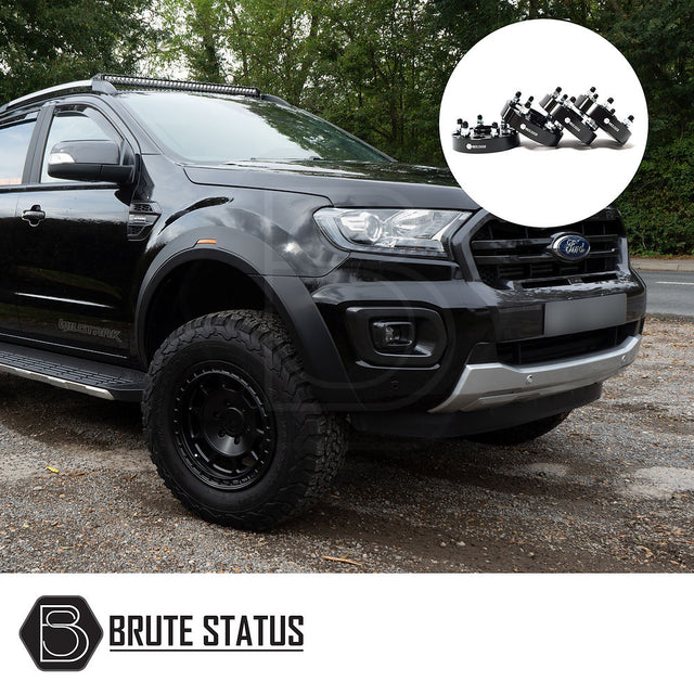 Ford Ranger 2015-2022 T7 T8 Wide Arch Kit and 35mm Wheel Spacers, showcasing OEM-style fender flares and hub-centric spacers for enhanced truck aesthetics and performance.