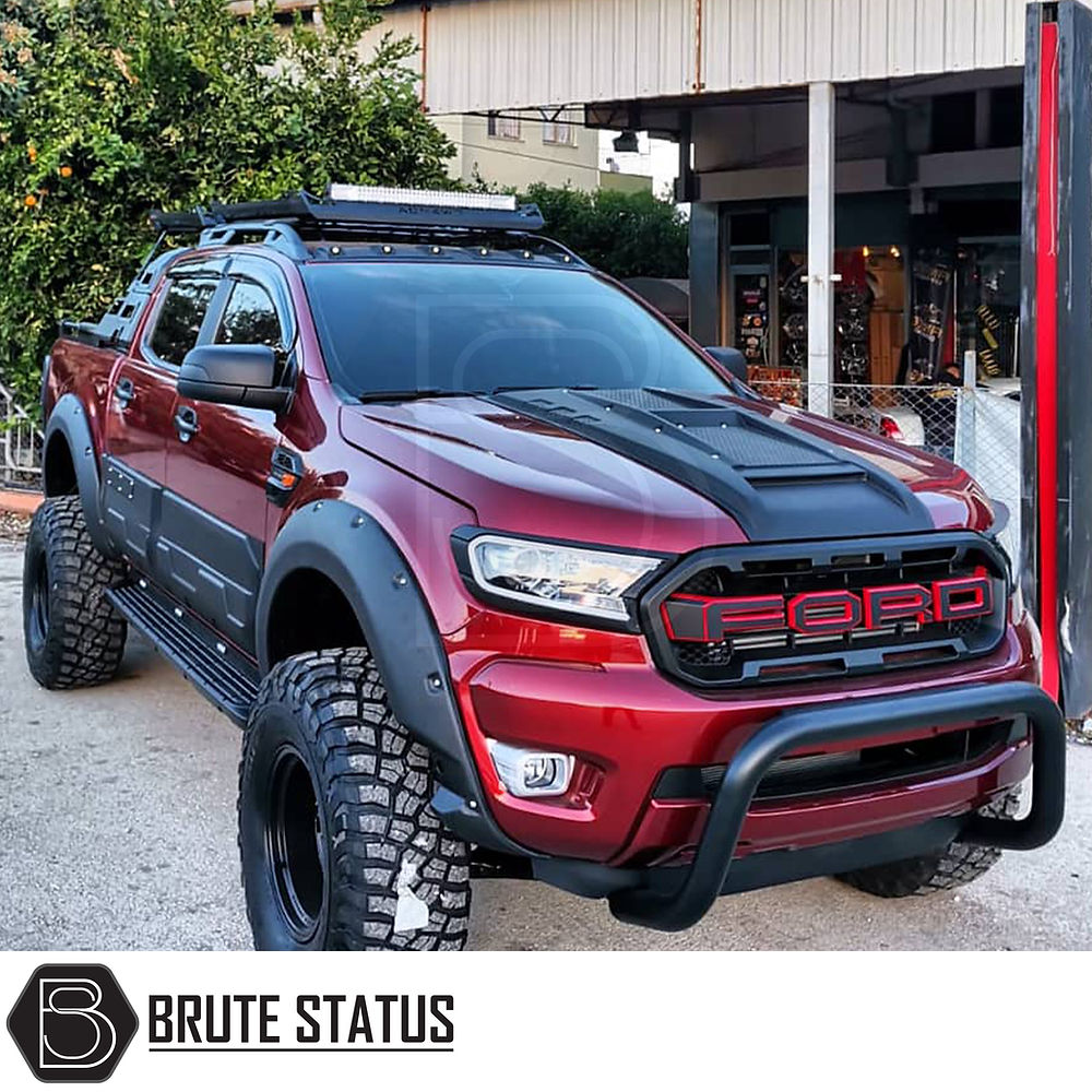 Ford Ranger 2019-2022 Park Assist Wide Arch Kit with durable, textured black finish, designed for precise fitment and extended width, ideal for enhancing vehicle appearance.