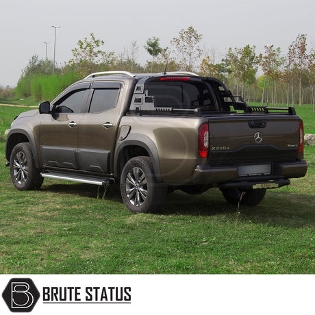 Isuzu D-Max 2012-2021 Combat Roll Bar on parked truck, showcasing its heavy-duty steel construction and matt black finish.